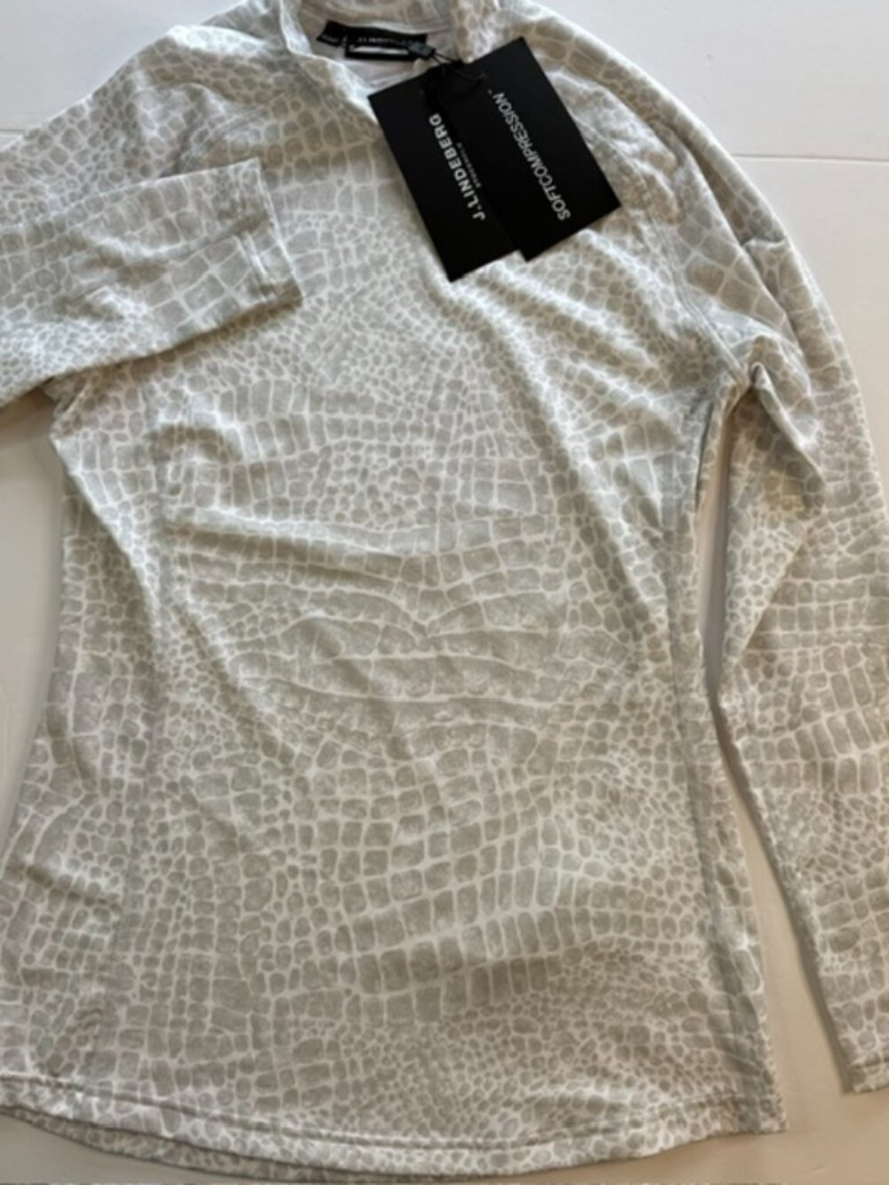 J. Lindeberg Asa Long Sleeve Golf Shirt Women's M Micro Chip Croco Performance
